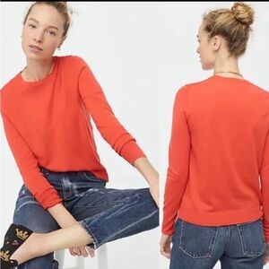 NWT J. Crew Margot crewneck sweater orange  100% Marino wool size XS